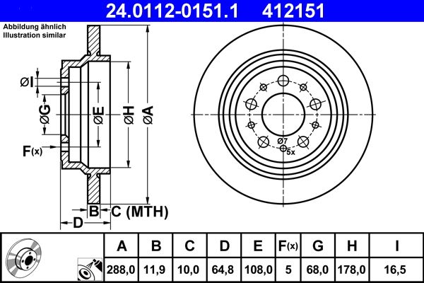 ATE Brake Disc 24.0112-0151.1