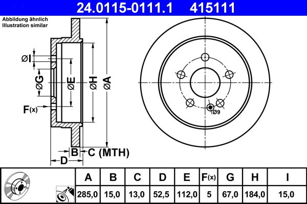 ATE Brake Disc 24.0115-0111.1