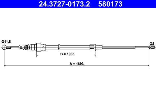 ATE Cable Pull, parking brake 24.3727-0173.2