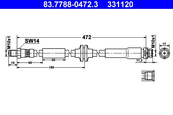 ATE Brake Hose 83.7788-0472.3