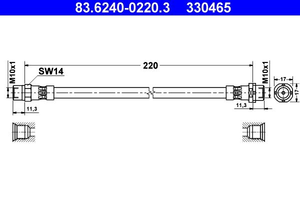 ATE Brake Hose 83.6240-0220.3