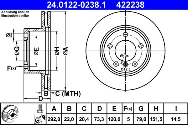 ATE Brake Disc 24.0122-0238.1