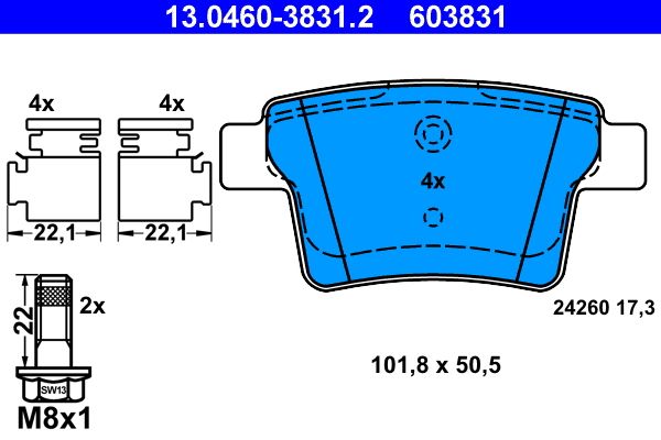 ATE Brake Pad Set, disc brake 13.0460-3831.2