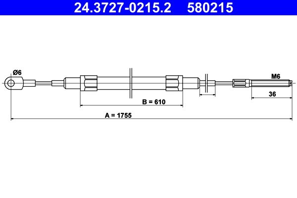 ATE Cable Pull, parking brake 24.3727-0215.2