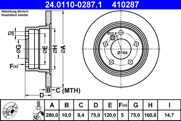 ATE Brake Disc 24.0110-0287.1