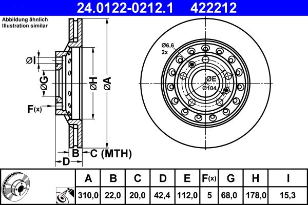 ATE Brake Disc 24.0122-0212.1