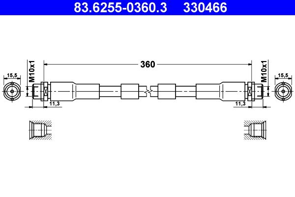 ATE Brake Hose 83.6255-0360.3