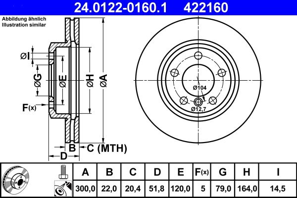 ATE Brake Disc 24.0122-0160.1