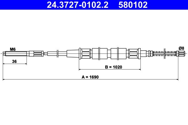 ATE Cable Pull, parking brake 24.3727-0102.2