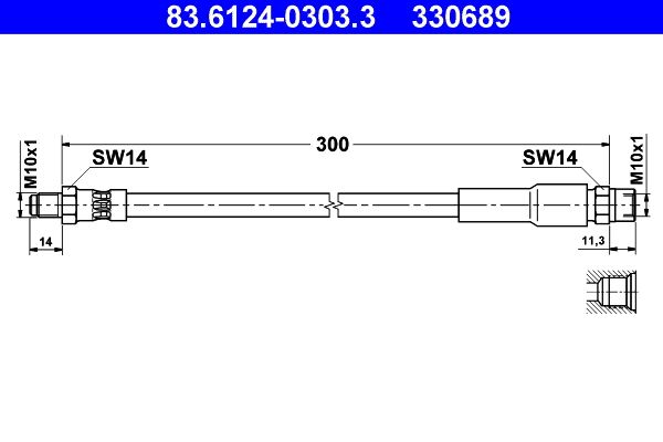 ATE Brake Hose 83.6124-0303.3