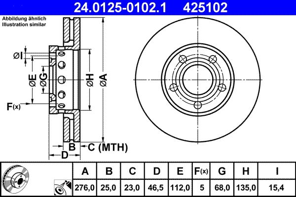 ATE Brake Disc 24.0125-0102.1