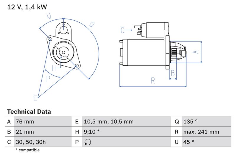 BOSCH Starter 0 986 014 840