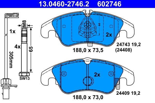 ATE Brake Pad Set, disc brake 13.0460-2746.2