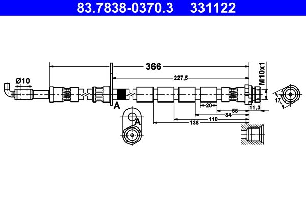 ATE Brake Hose 83.7838-0370.3