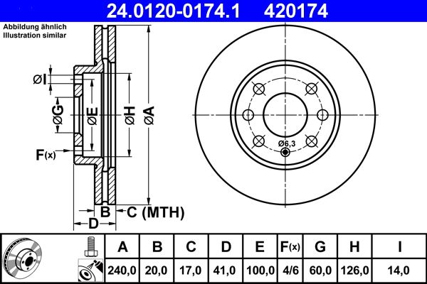 ATE Brake Disc 24.0120-0174.1