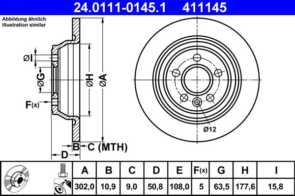 ATE Brake Disc 24.0111-0145.1