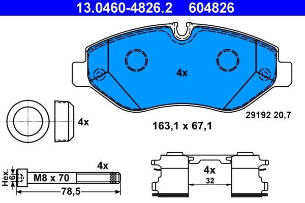 ATE Brake Pad Set, disc brake 13.0460-4826.2