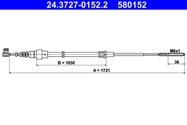 ATE Cable Pull, parking brake 24.3727-0152.2