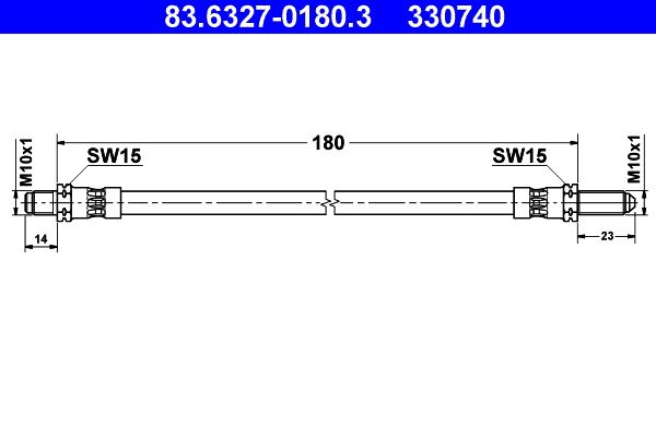 ATE Brake Hose 83.6327-0180.3