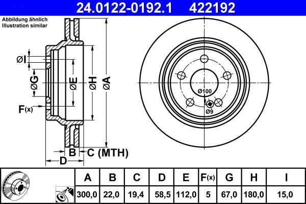 ATE Brake Disc 24.0122-0192.1