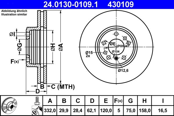 ATE Brake Disc 24.0130-0109.1