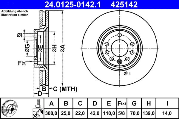ATE Brake Disc 24.0125-0142.1
