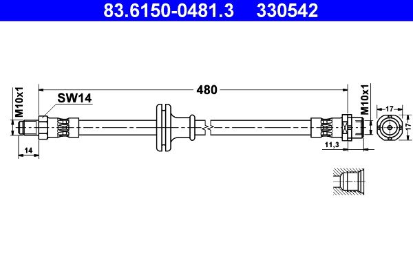 ATE Brake Hose 83.6150-0481.3