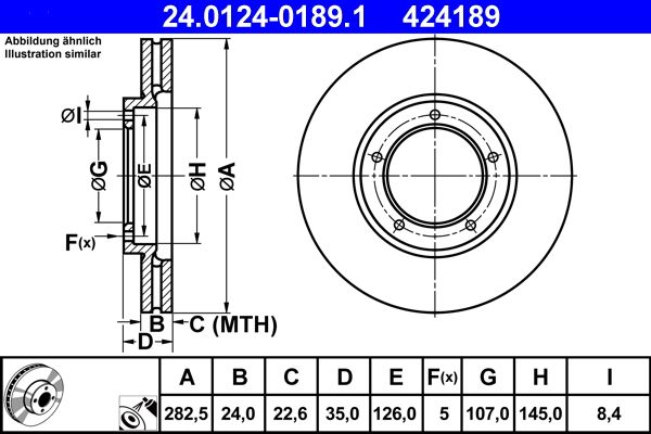 ATE Brake Disc 24.0124-0189.1
