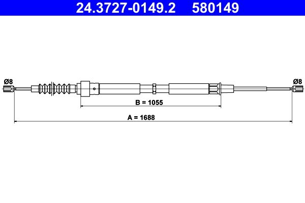 ATE Cable Pull, parking brake 24.3727-0149.2