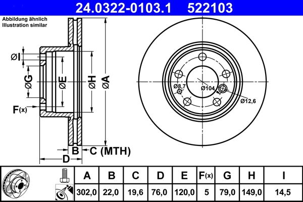 ATE Brake Disc 24.0322-0103.1