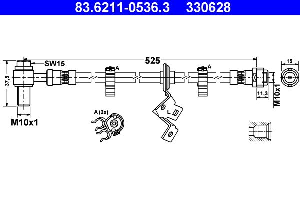 ATE Brake Hose 83.6211-0536.3