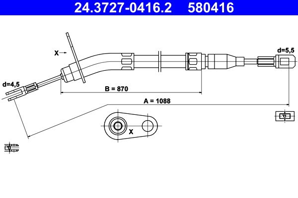 ATE Cable Pull, parking brake 24.3727-0416.2