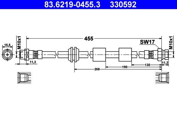 ATE Brake Hose 83.6219-0455.3