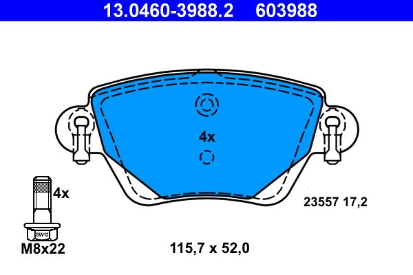 ATE Brake Pad Set, disc brake 13.0460-3988.2