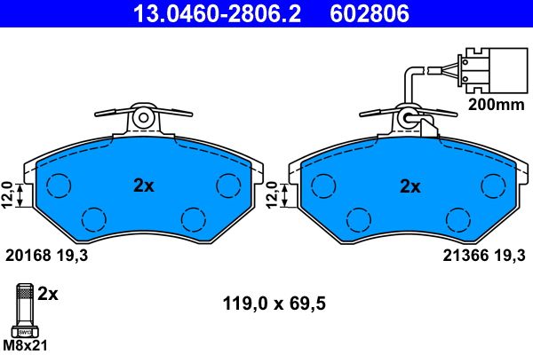 ATE Brake Pad Set, disc brake 13.0460-2806.2