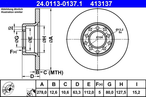 ATE Brake Disc 24.0113-0137.1