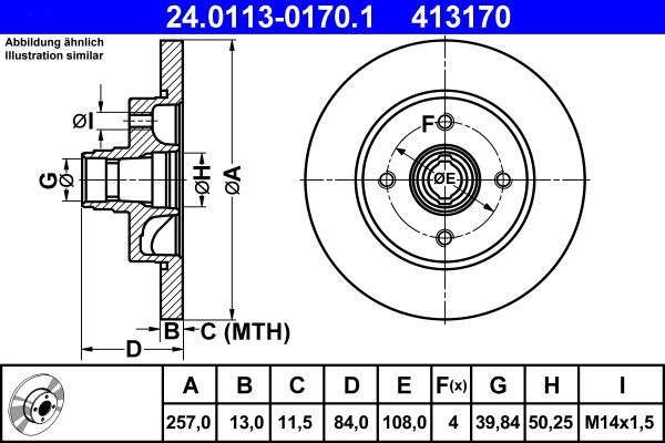 ATE Brake Disc 24.0113-0170.1