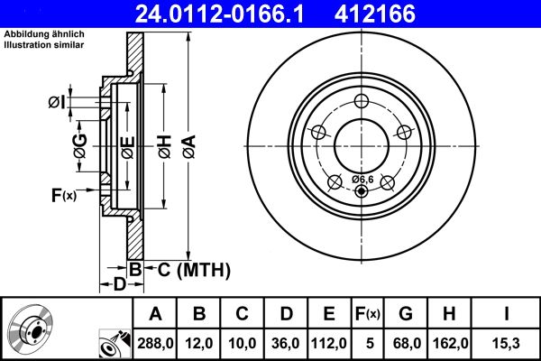 ATE Brake Disc 24.0112-0166.1