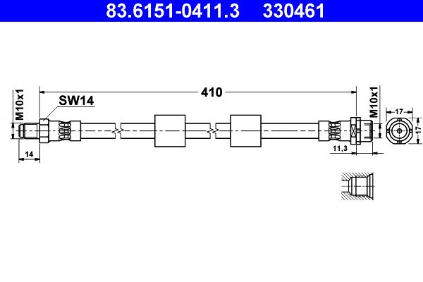 ATE Brake Hose 83.6151-0411.3