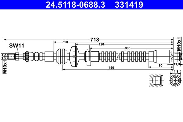 ATE Brake Hose 24.5118-0688.3