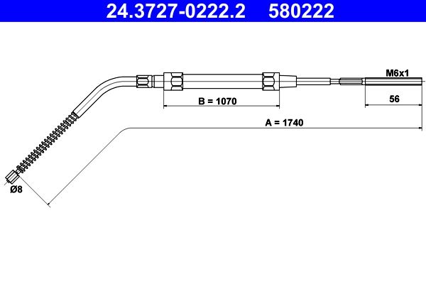 ATE Cable Pull, parking brake 24.3727-0222.2