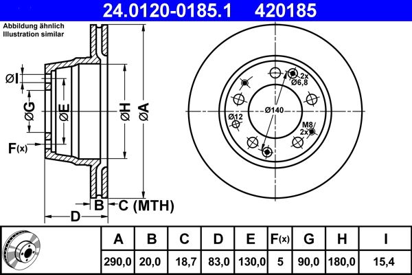 ATE Brake Disc 24.0120-0185.1