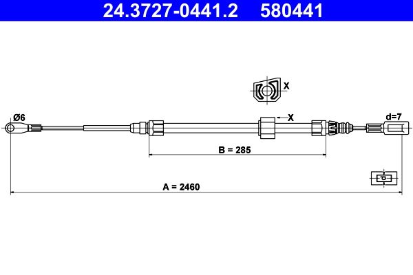 ATE Cable Pull, parking brake 24.3727-0441.2