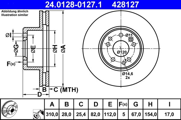 ATE Brake Disc 24.0128-0127.1