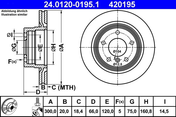 ATE Brake Disc 24.0120-0195.1
