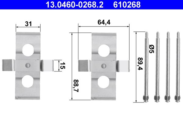 ATE Accessory Kit, disc brake pad 13.0460-0268.2