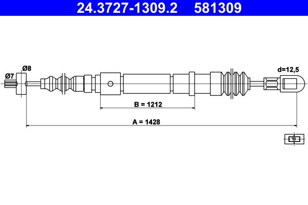 ATE Cable Pull, parking brake 24.3727-1309.2