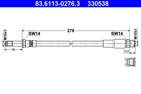 ATE Brake Hose 83.6113-0276.3