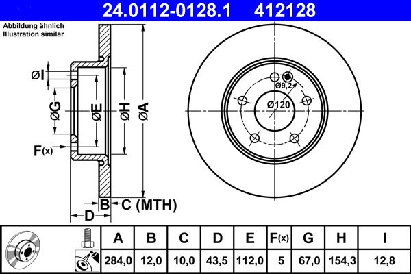 ATE Brake Disc 24.0112-0128.1