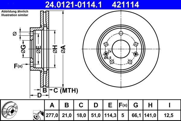 ATE Brake Disc 24.0121-0114.1